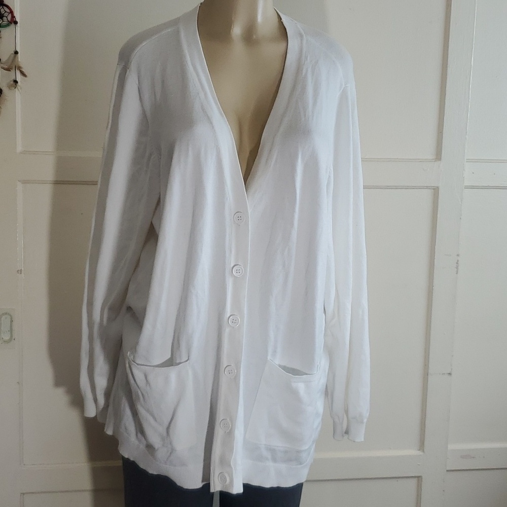 Blair White open cardigan Sweater Size XL